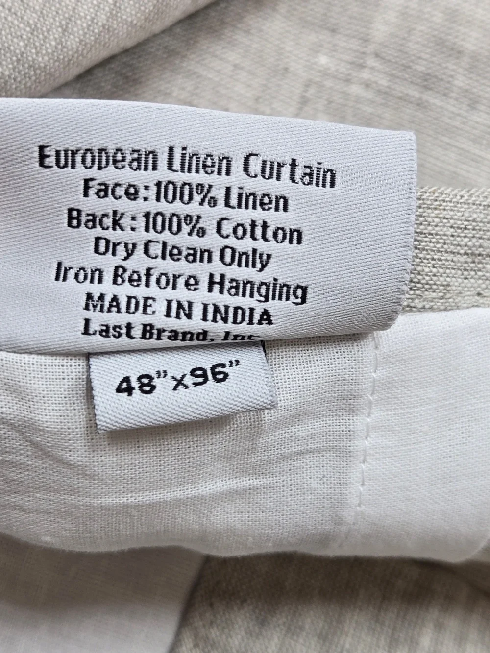 QUINCE Set Of 2 48x96 European Linen Curtains Flax 0015